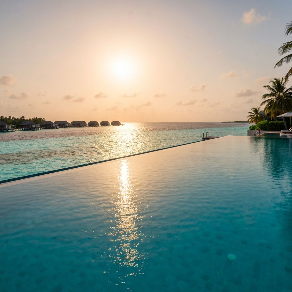 Luxury hotel infinity pool overlooking the ocean